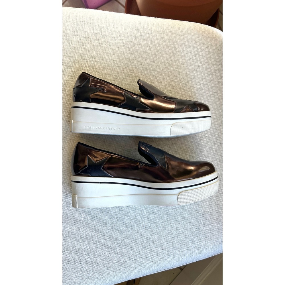 Stella McCartney Binx Metallic Star Platform Slip On Sneakers Bronze Black 37 - Picture 3 of 9